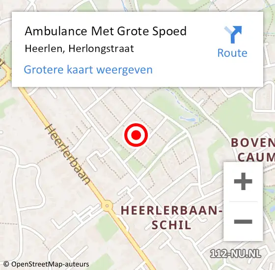 Locatie op kaart van de 112 melding: Ambulance Met Grote Spoed Naar Heerlen, Herlongstraat op 18 november 2014 16:09