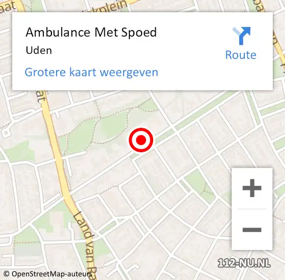 Locatie op kaart van de 112 melding: Ambulance Met Spoed Naar Uden op 29 mei 2025 18:11