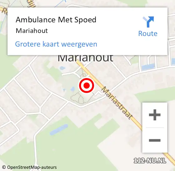 Locatie op kaart van de 112 melding: Ambulance Met Spoed Naar Mariahout op 29 mei 2025 19:31