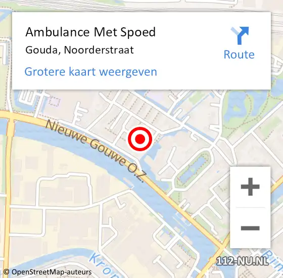 Locatie op kaart van de 112 melding: Ambulance Met Spoed Naar Gouda, Noorderstraat op 29 mei 2025 22:03