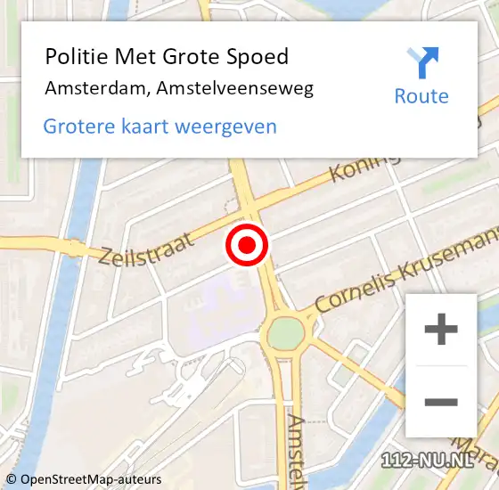 Locatie op kaart van de 112 melding: Politie Met Grote Spoed Naar Amsterdam, Amstelveenseweg op 29 mei 2025 22:05