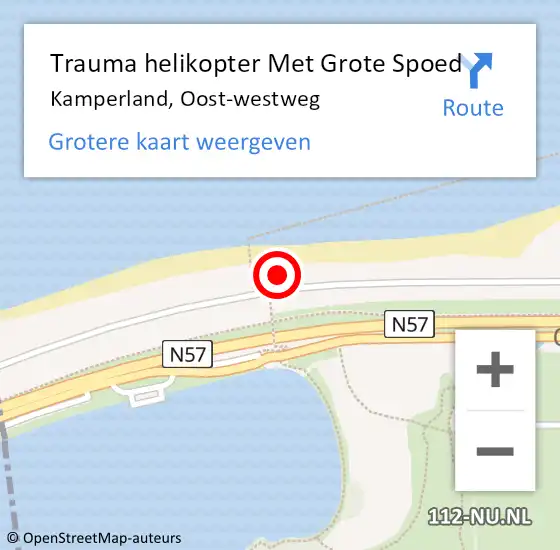 Locatie op kaart van de 112 melding: Trauma helikopter Met Grote Spoed Naar Kamperland, Oost-westweg op 29 mei 2025 22:19