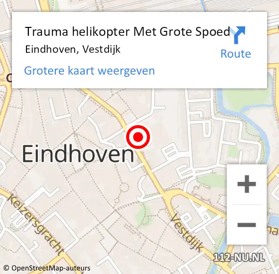 Locatie op kaart van de 112 melding: Trauma helikopter Met Grote Spoed Naar Eindhoven, Vestdijk op 30 mei 2025 00:47