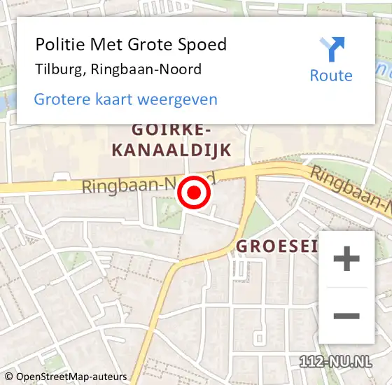 Locatie op kaart van de 112 melding: Politie Met Grote Spoed Naar Tilburg, Ringbaan-Noord op 30 mei 2025 02:34