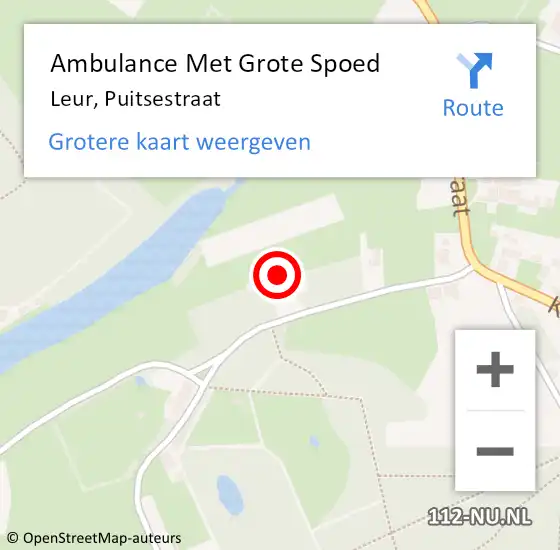 Locatie op kaart van de 112 melding: Ambulance Met Grote Spoed Naar Leur, Puitsestraat op 21 oktober 2013 14:37