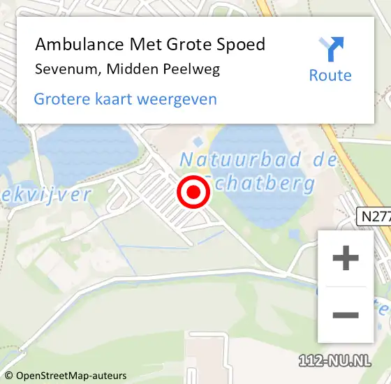 Locatie op kaart van de 112 melding: Ambulance Met Grote Spoed Naar Sevenum, Midden Peelweg op 18 november 2014 17:45