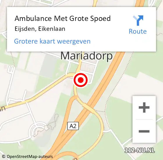 Locatie op kaart van de 112 melding: Ambulance Met Grote Spoed Naar Eijsden, Eikenlaan op 18 november 2014 18:04