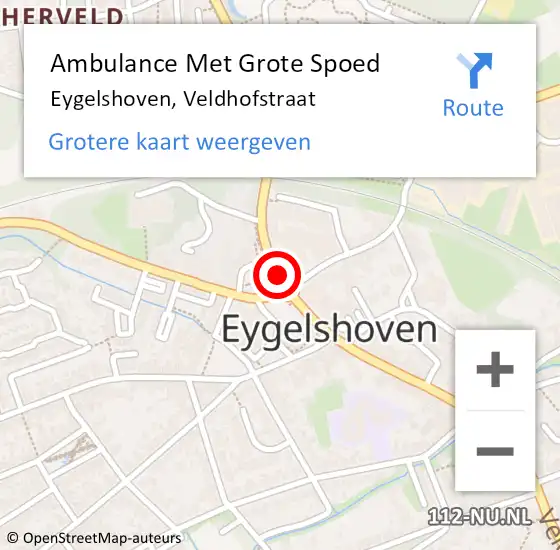 Locatie op kaart van de 112 melding: Ambulance Met Grote Spoed Naar Eygelshoven, Veldhofstraat op 18 november 2014 18:26