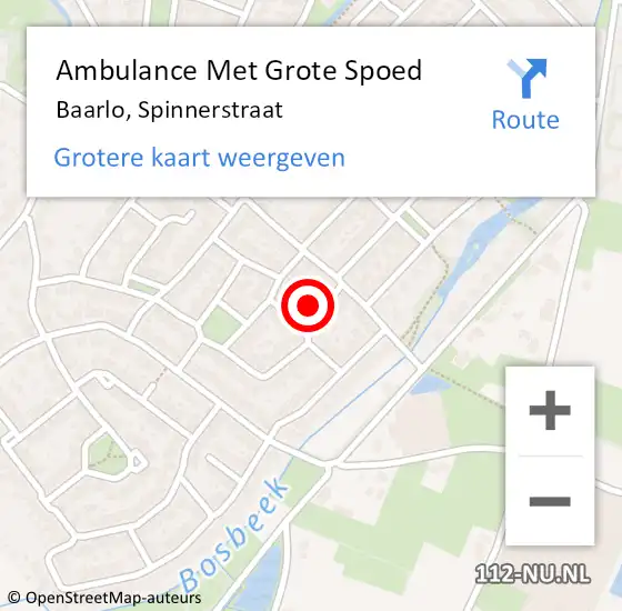 Locatie op kaart van de 112 melding: Ambulance Met Grote Spoed Naar Baarlo, Spinnerstraat op 18 november 2014 18:42