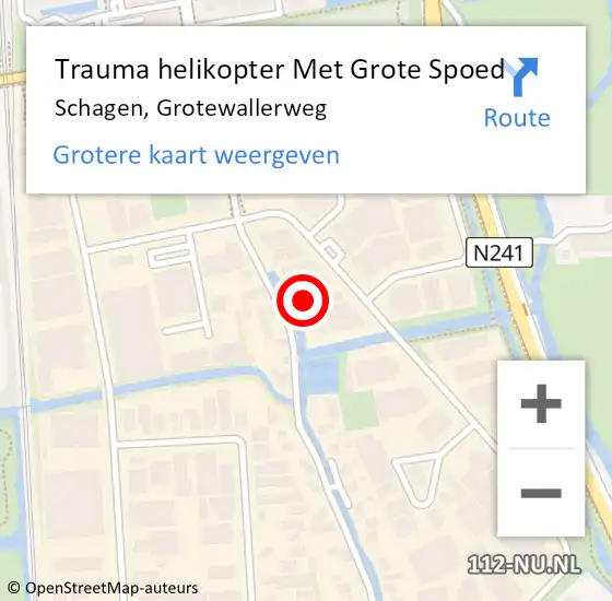 Locatie op kaart van de 112 melding: Trauma helikopter Met Grote Spoed Naar Schagen, Grotewallerweg op 30 mei 2025 23:10