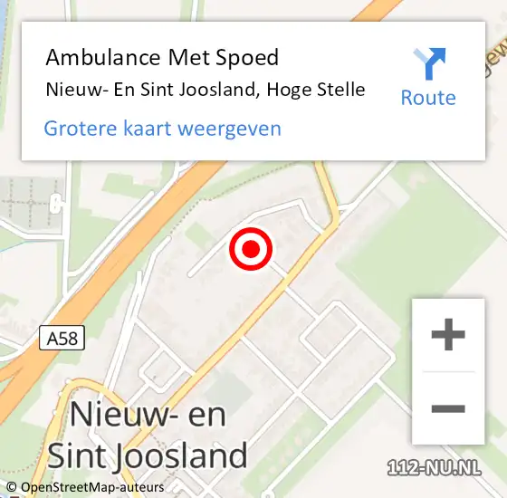 Locatie op kaart van de 112 melding: Ambulance Met Spoed Naar Nieuw- En Sint Joosland, Hoge Stelle op 18 november 2014 18:54