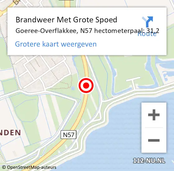 Locatie op kaart van de 112 melding: Brandweer Met Grote Spoed Naar Goeree-Overflakkee, N57 hectometerpaal: 31,2 op 31 mei 2025 02:06