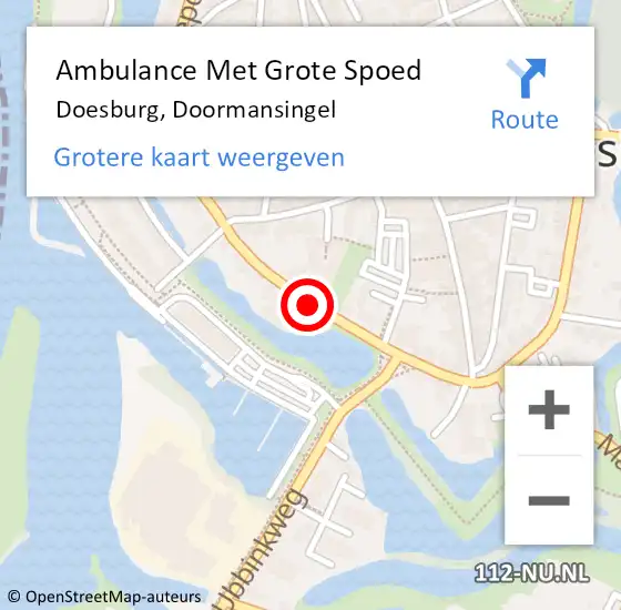 Locatie op kaart van de 112 melding: Ambulance Met Grote Spoed Naar Doesburg, Doormansingel op 18 november 2014 19:40