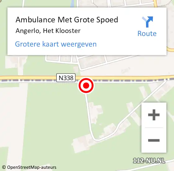 Locatie op kaart van de 112 melding: Ambulance Met Grote Spoed Naar Angerlo, Het Klooster op 18 november 2014 20:12