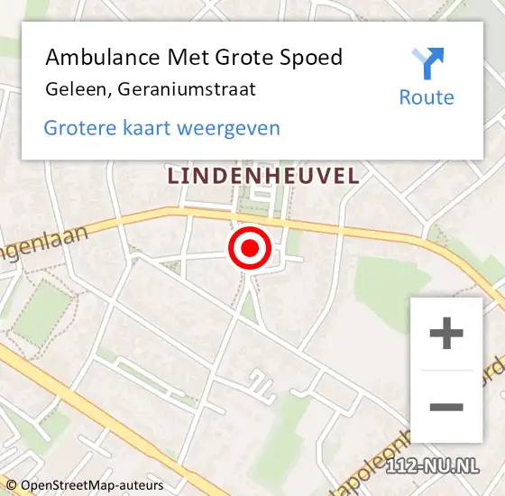 Locatie op kaart van de 112 melding: Ambulance Met Grote Spoed Naar Geleen, Geraniumstraat op 18 november 2014 21:07