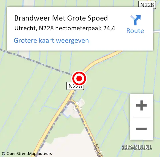 Locatie op kaart van de 112 melding: Brandweer Met Grote Spoed Naar Utrecht, N228 hectometerpaal: 24,4 op 1 juni 2025 00:49