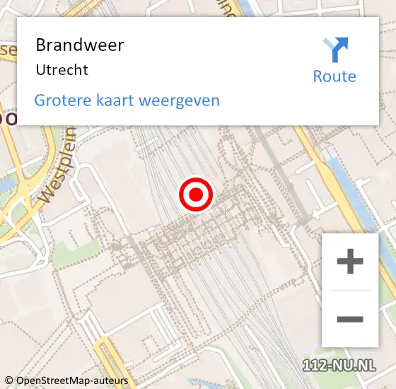 Locatie op kaart van de 112 melding: Brandweer Utrecht op 1 juni 2025 02:15