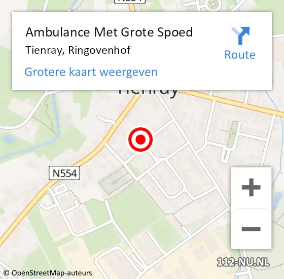 Locatie op kaart van de 112 melding: Ambulance Met Grote Spoed Naar Tienray, Ringovenhof op 18 november 2014 22:03