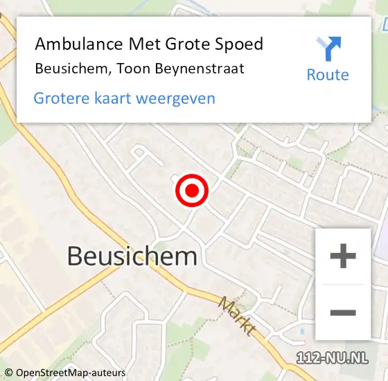 Locatie op kaart van de 112 melding: Ambulance Met Grote Spoed Naar Beusichem, Toon Beynenstraat op 18 november 2014 22:34