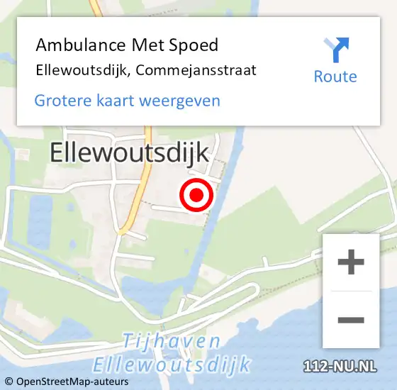 Locatie op kaart van de 112 melding: Ambulance Met Spoed Naar Ellewoutsdijk, Commejansstraat op 19 november 2014 00:10