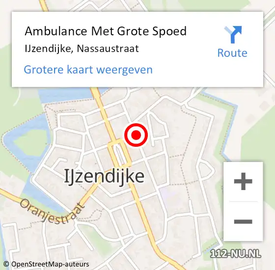 Locatie op kaart van de 112 melding: Ambulance Met Grote Spoed Naar IJzendijke, Nassaustraat op 19 november 2014 00:20