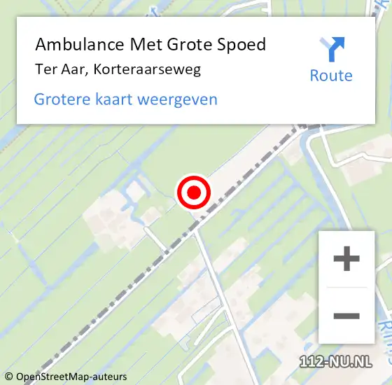 Locatie op kaart van de 112 melding: Ambulance Met Grote Spoed Naar Ter Aar, Korteraarseweg op 21 oktober 2013 15:11