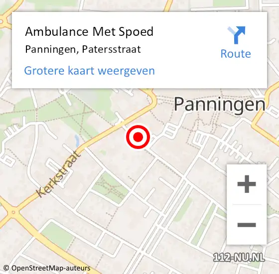 Locatie op kaart van de 112 melding: Ambulance Met Spoed Naar Panningen, Patersstraat op 19 november 2014 02:24