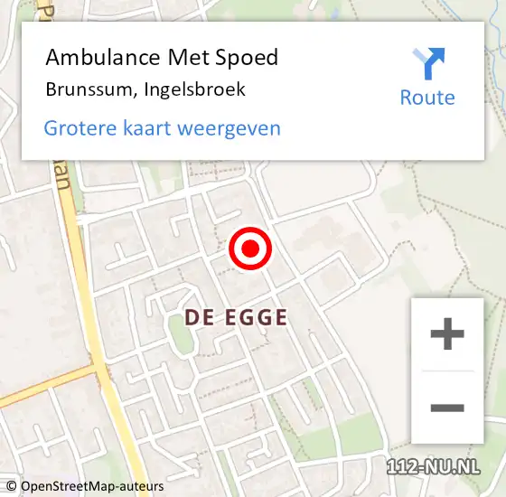 Locatie op kaart van de 112 melding: Ambulance Met Spoed Naar Brunssum, Ingelsbroek op 19 november 2014 08:21