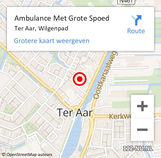 Locatie op kaart van de 112 melding: Ambulance Met Grote Spoed Naar Ter Aar, Wilgenpad op 19 november 2014 08:24