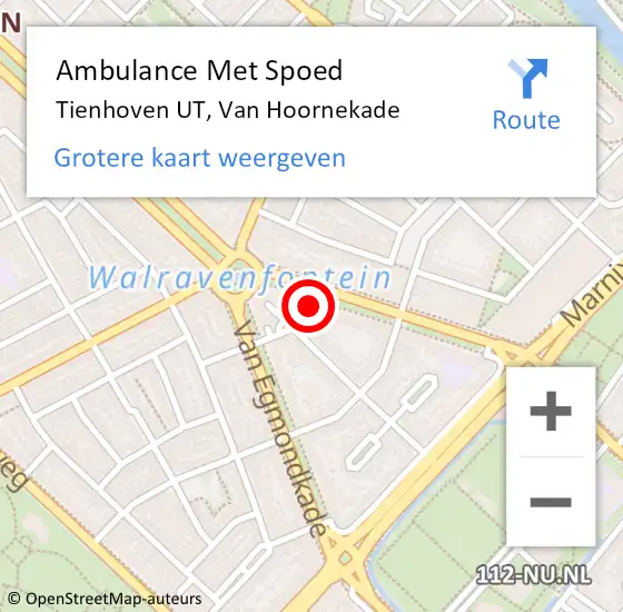 Locatie op kaart van de 112 melding: Ambulance Met Spoed Naar Tienhoven UT, Van Hoornekade op 19 november 2014 08:30