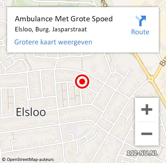 Locatie op kaart van de 112 melding: Ambulance Met Grote Spoed Naar Elsloo, Burg. Jasparstraat op 19 november 2014 08:31