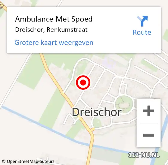 Locatie op kaart van de 112 melding: Ambulance Met Spoed Naar Dreischor, Renkumstraat op 19 november 2014 08:32