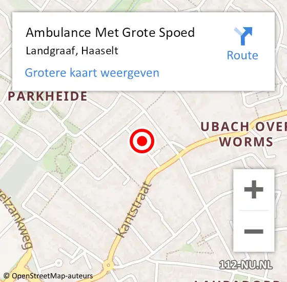 Locatie op kaart van de 112 melding: Ambulance Met Grote Spoed Naar Landgraaf, Haaselt op 19 november 2014 08:43