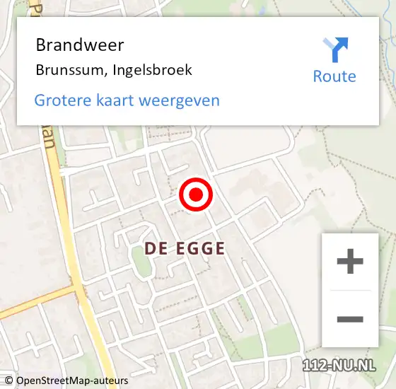 Locatie op kaart van de 112 melding: Brandweer Brunssum, Ingelsbroek op 19 november 2014 08:49