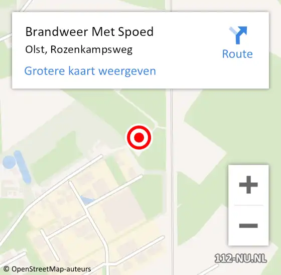 Locatie op kaart van de 112 melding: Brandweer Met Spoed Naar Olst, Rozenkampsweg op 19 november 2014 08:55