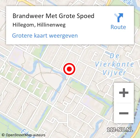 Locatie op kaart van de 112 melding: Brandweer Met Grote Spoed Naar Hillegom, Hillinenweg op 21 oktober 2013 15:31