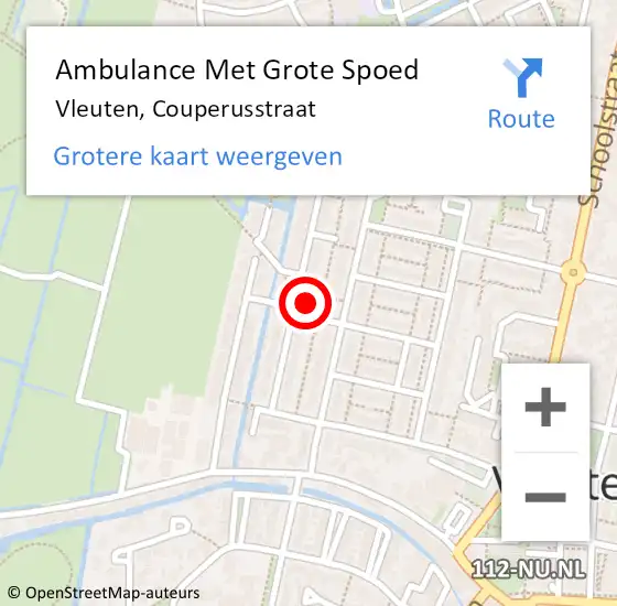 Locatie op kaart van de 112 melding: Ambulance Met Grote Spoed Naar Vleuten, Couperusstraat op 19 november 2014 09:40