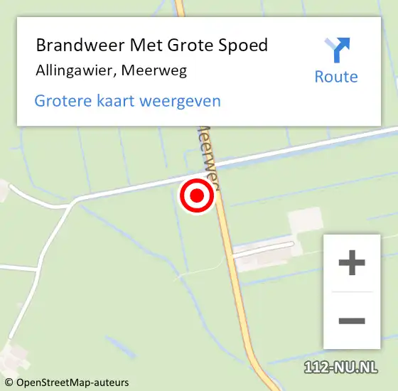 Locatie op kaart van de 112 melding: Brandweer Met Grote Spoed Naar Allingawier, Meerweg op 19 november 2014 09:58