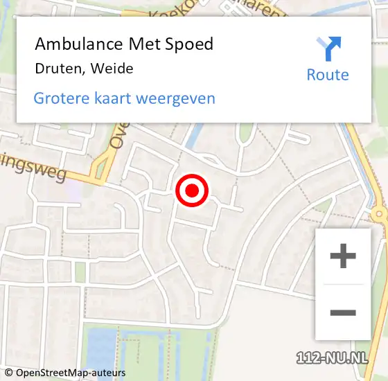 Locatie op kaart van de 112 melding: Ambulance Met Spoed Naar Druten, Weide op 19 november 2014 10:02