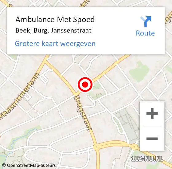 Locatie op kaart van de 112 melding: Ambulance Met Spoed Naar Beek, Burg. Janssenstraat op 19 november 2014 10:14