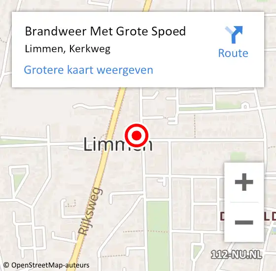 Locatie op kaart van de 112 melding: Brandweer Met Grote Spoed Naar Limmen, Kerkweg op 19 november 2014 10:49