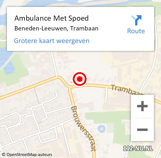 Locatie op kaart van de 112 melding: Ambulance Met Spoed Naar Beneden-Leeuwen, Trambaan op 19 november 2014 10:54