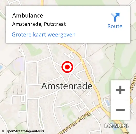 Locatie op kaart van de 112 melding: Ambulance Amstenrade, Putstraat op 19 november 2014 11:31