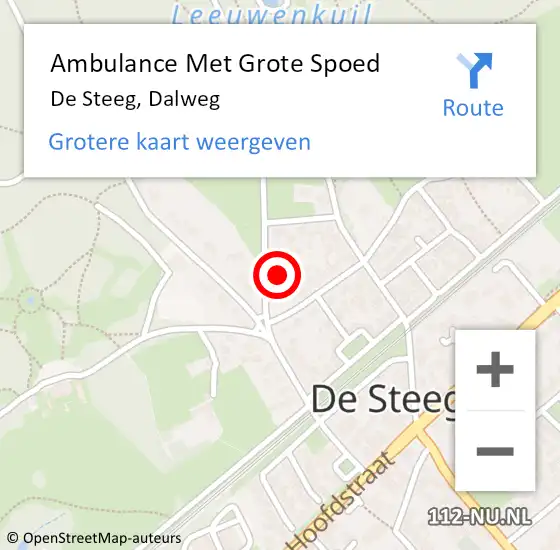 Locatie op kaart van de 112 melding: Ambulance Met Grote Spoed Naar De Steeg, Dalweg op 19 november 2014 14:26