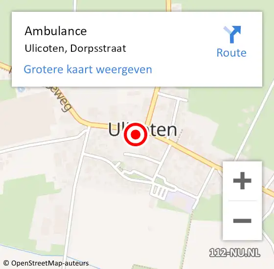 Locatie op kaart van de 112 melding: Ambulance Ulicoten, Dorpsstraat op 19 november 2014 15:30