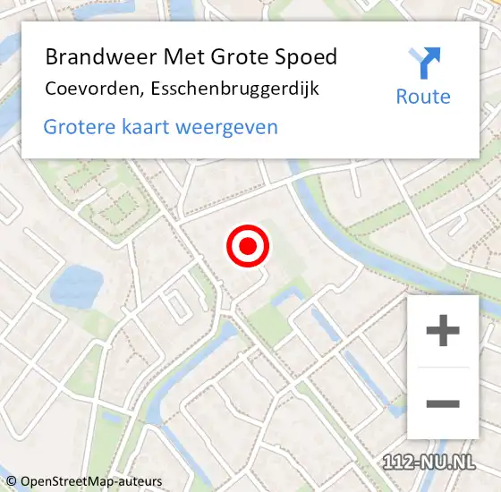 Locatie op kaart van de 112 melding: Brandweer Met Grote Spoed Naar Coevorden, Esschenbruggerdijk op 19 november 2014 15:52