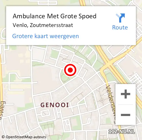 Locatie op kaart van de 112 melding: Ambulance Met Grote Spoed Naar Venlo, Zoutmetersstraat op 19 november 2014 15:58