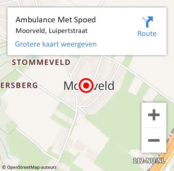 Locatie op kaart van de 112 melding: Ambulance Met Spoed Naar Moorveld, Luipertstraat op 19 november 2014 16:01