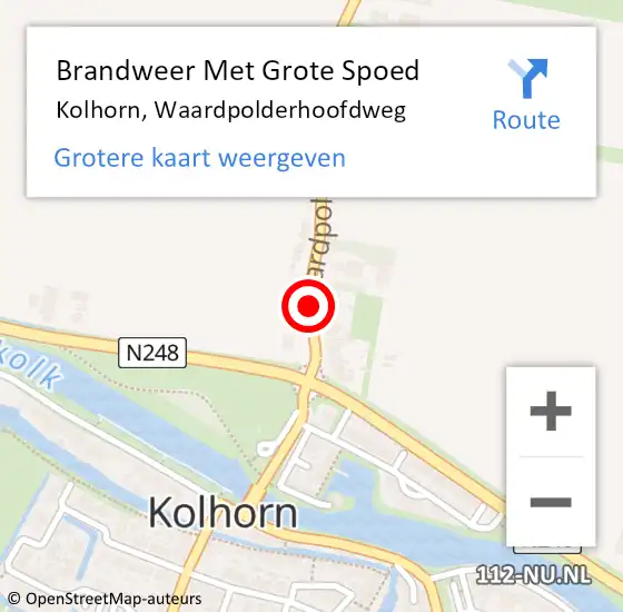 Locatie op kaart van de 112 melding: Brandweer Met Grote Spoed Naar Kolhorn, Waardpolderhoofdweg op 21 oktober 2013 16:20