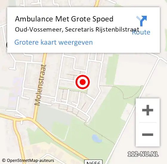 Locatie op kaart van de 112 melding: Ambulance Met Grote Spoed Naar Oud-Vossemeer, Secretaris Rijstenbilstraat op 19 november 2014 16:21